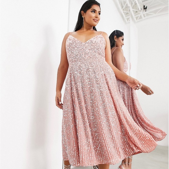 ASOS Curve Dresses & Skirts - ASOS EDITION Curve embellished cami midi dress in dusky rose US22 NWT